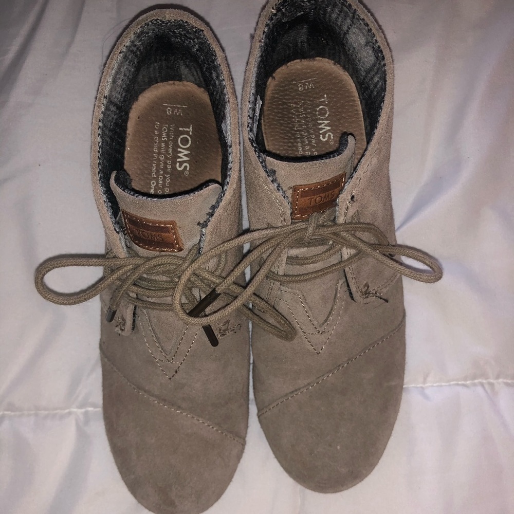 TOMS suede wedge booties